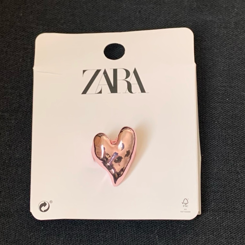 Zara pink heart shaped ring Size 9 new with tags